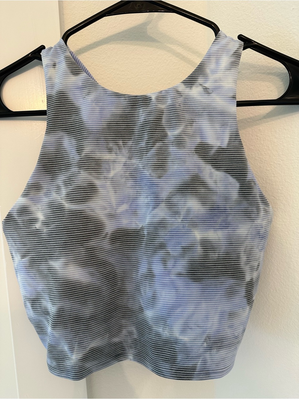 Athleta Blue and White Tie-Dye High Neck Tank